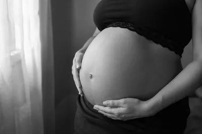 Monochrome Maternity Belly Medical Portrait
