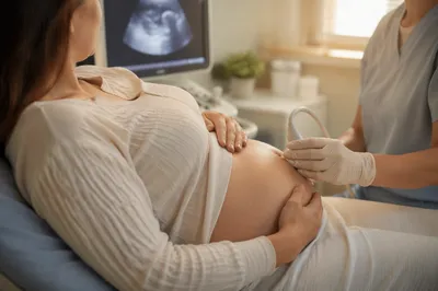 Gentle Prenatal Ultrasound Exam with Expectant Mother