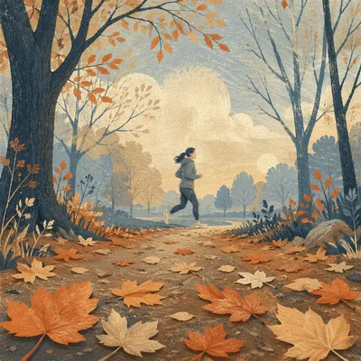 Morning Jogger on Autumn Park Path