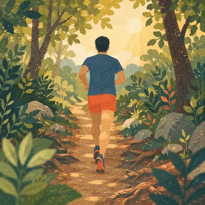 Morning Park Jogger on Wellness Trail
