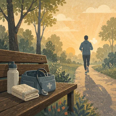 Morning Park Jogger with Medical Care Essentials