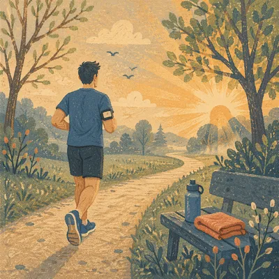 Morning Jogger on Peaceful Recovery Path