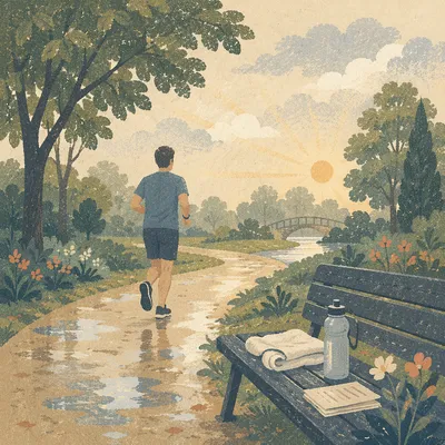 Morning Jogger on Restorative Park Path