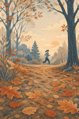 Morning Jogger on Misty Autumn Park Path