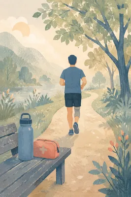 Morning Jogger Recovery in Neighborhood Park