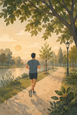 Morning Park Jog for Health and Wellness