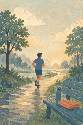 Morning Jogger on Restorative Park Path