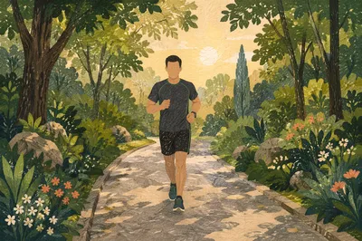 Morning Jogger on Green Park Path