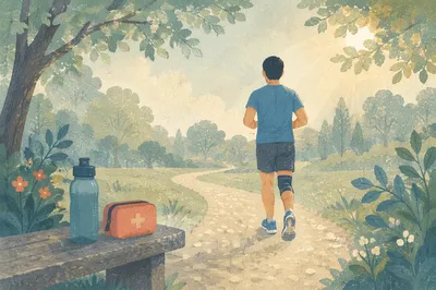 Morning Jogger Recovery Walk in Park