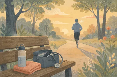 Morning Park Jogger with Medical Care Essentials
