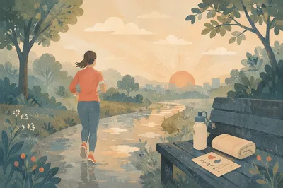 Morning Jogger on Restorative Park Path