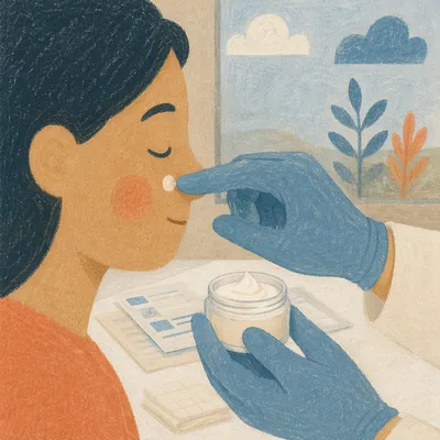 Dermatology Face Cream Application Close Up