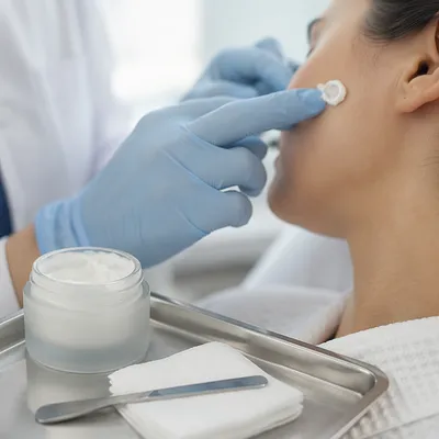 Gentle Face Cream Application in Clinic