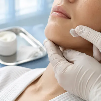 Clinical Skincare Cream Application Close Up
