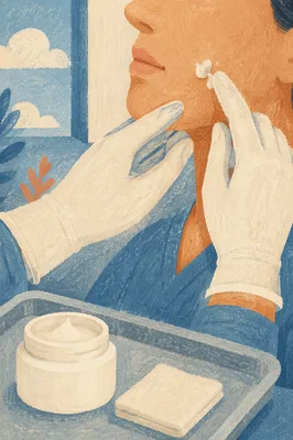 Dermatology Face Cream Application Close Up