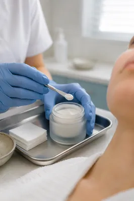 Clinical Skincare Cream Application Close Up
