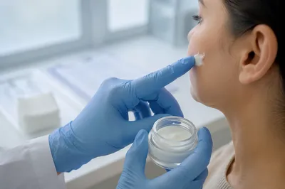 Clinical Skincare Cream Application Close Up
