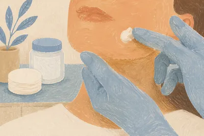 Gentle Medical Skincare Cream Application Close-Up