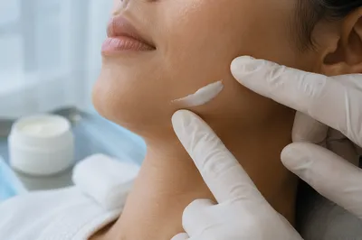 Dermatology Face Cream Application Close Up
