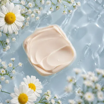 Dermatology Cream Flat Lay with Chamomile