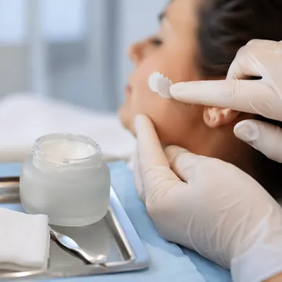 Dermatology Face Cream Application Close Up