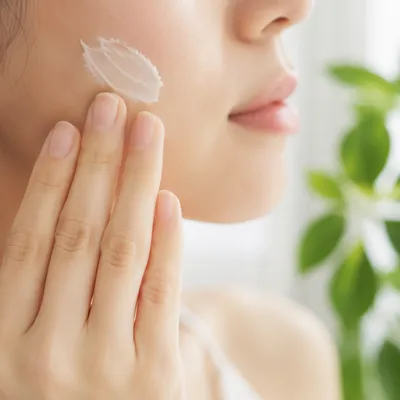 Close-Up Facial Cream Skincare Application