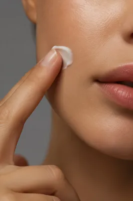 Clinical Skincare Cream Applied to Natural Skin