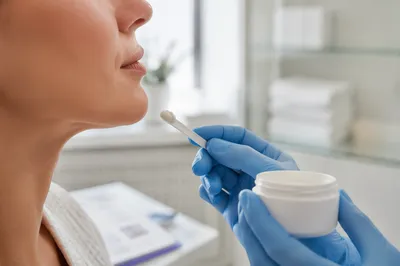 Dermatology Face Cream Close-Up Treatment Scene