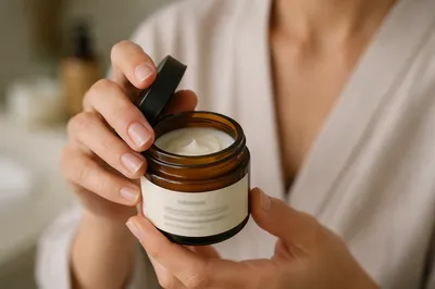 Close-Up Face Cream Jar in Hands