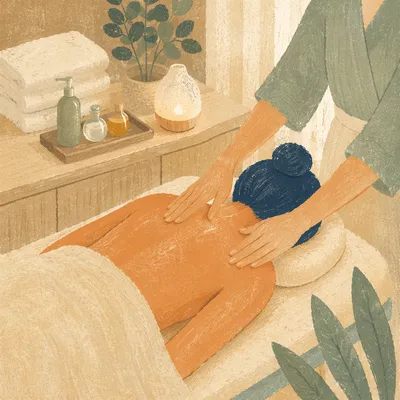 Calm Therapeutic Back Massage Spa Scene