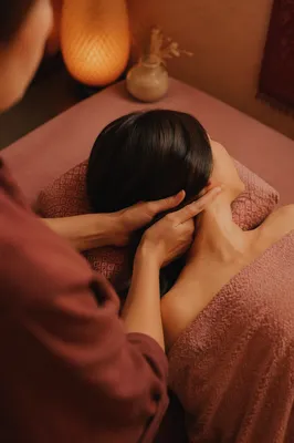 Relaxing Spa Head Massage in Warm Light