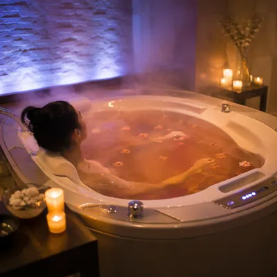 Relaxing Hydrotherapy Spa Treatment with Candlelight