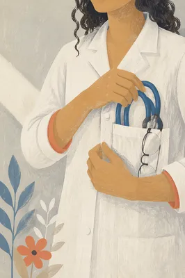 Doctor White Coat with Blue Stethoscope