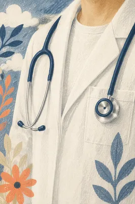 Stethoscope on White Coat Close Up