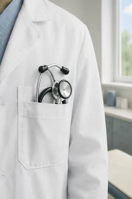 Stethoscope in White Medical Coat Pocket