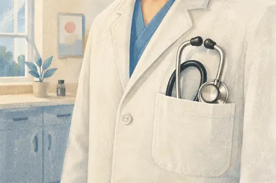 Stethoscope in White Medical Coat Pocket
