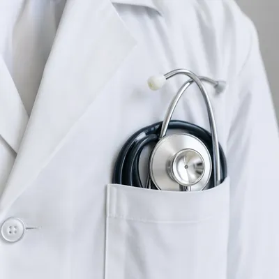 Close Up Stethoscope on White Coat