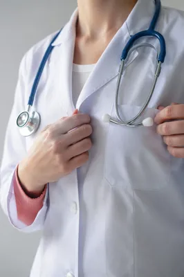 Close-Up Stethoscope on White Coat Pocket