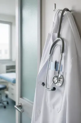 Close-Up Stethoscope on White Medical Coat