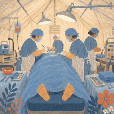 Field Operating Room Medical Team at Work