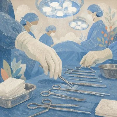 Surgical Team Preparing Instruments in Operating Room