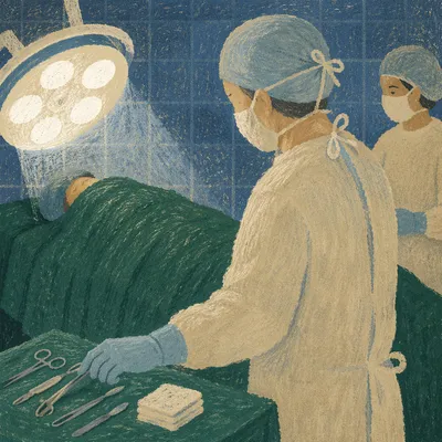 Focused Surgical Team in Operating Room