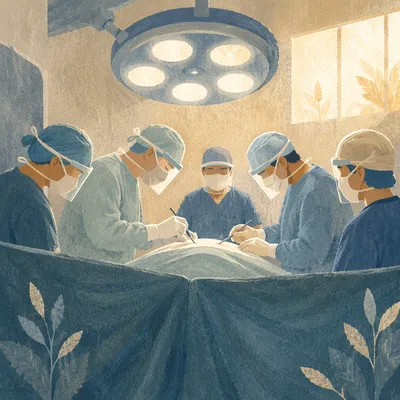 Hopeful Surgical Team in Modern Operating Room
