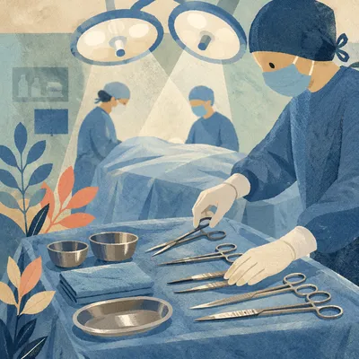 Sterile Surgery Team in Quiet Operating Room