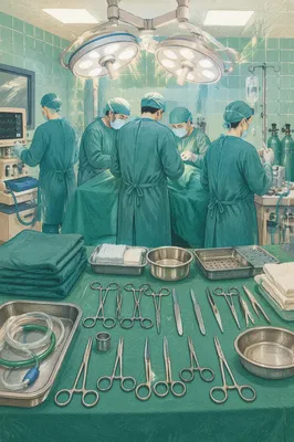 Focused Surgical Team in Operating Room