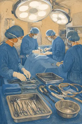 Focused Surgical Team in Operating Room