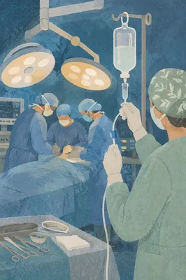 Focused Surgical Team in Operating Room
