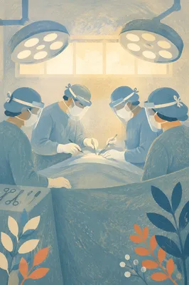 Hopeful Surgical Team in Modern Operating Room