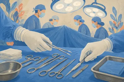 Surgical Team Preparing Instruments in Operating Room