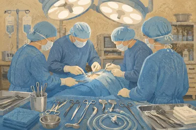 Focused Surgical Team in Operating Room